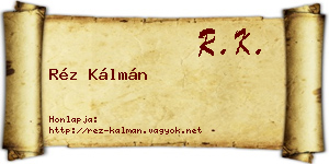 Réz Kálmán névjegykártya